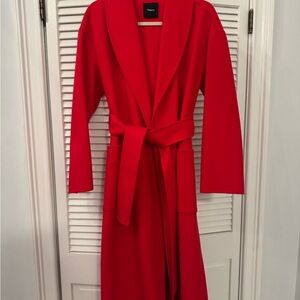 Theory Vibrant Red Wrap Coat